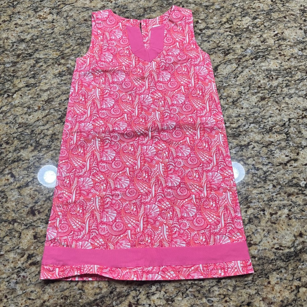 Vineyard Vines Girls Pink Seashell Print Sleeveless Shift Dress Size 8